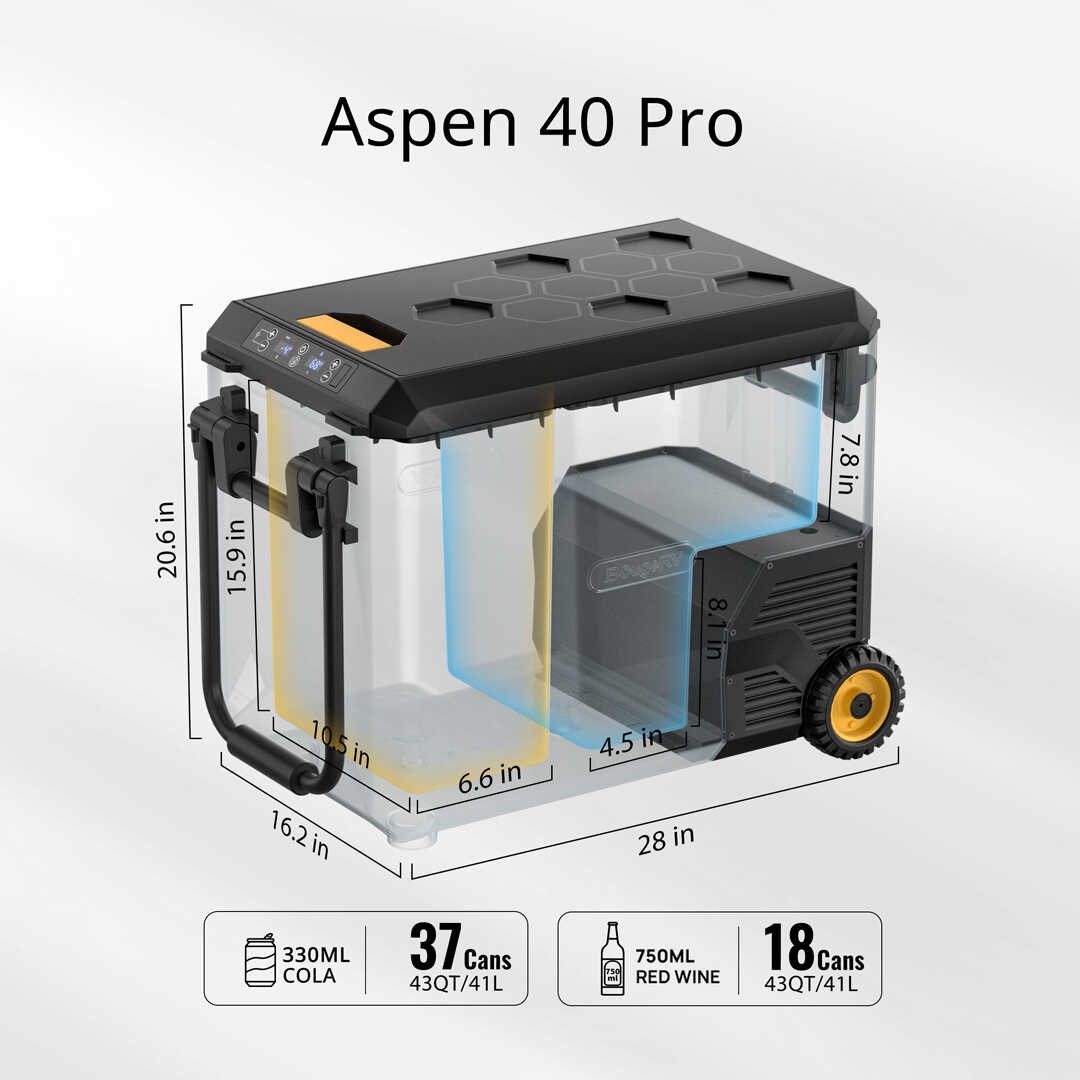 ASPEN40 PRO 12V 43QT/40L IceDrive Portable Fridge with 220Wh Battery