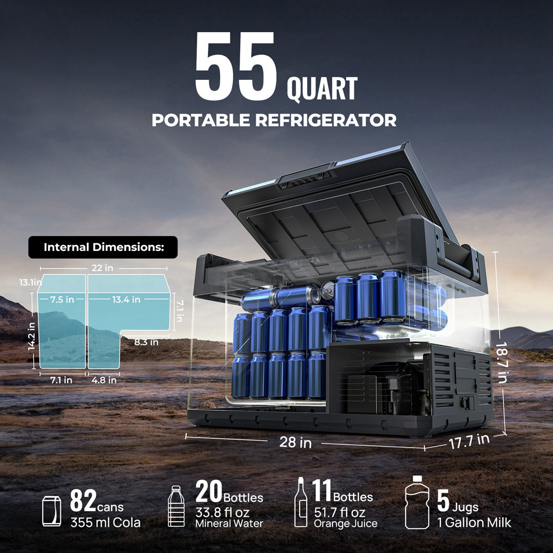 Rocky 12V 55-Quart Dual Zone Portable Fridge