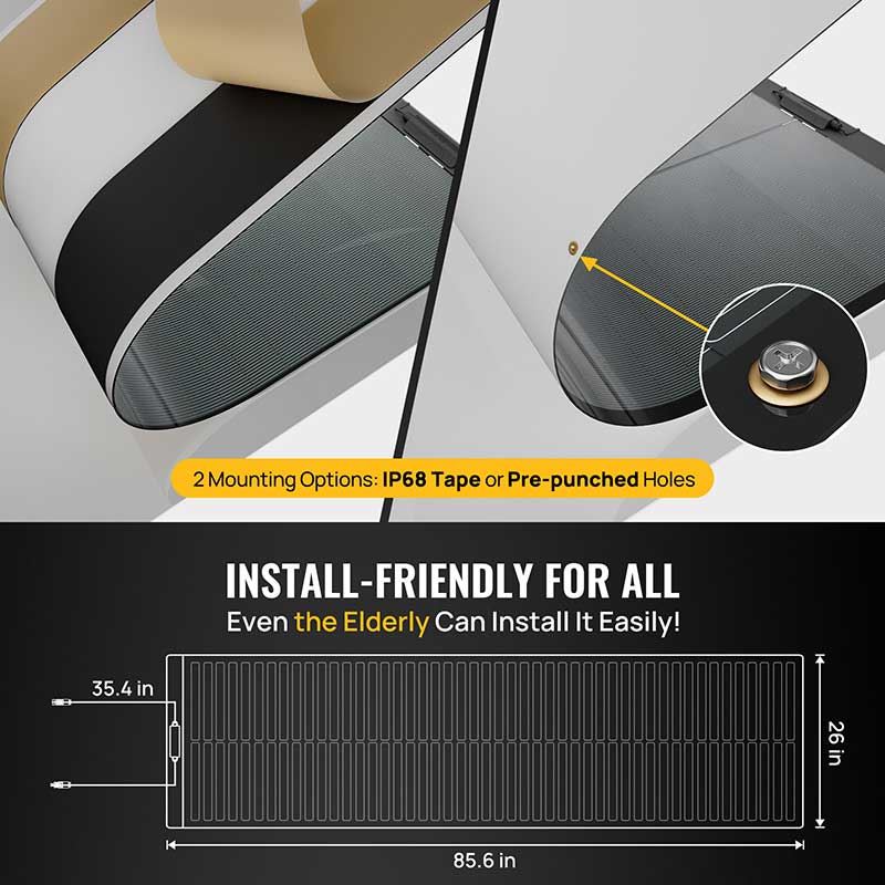 Yuma 800W (200W*4pcs) Thin-Film Flexible Solar Panel with Adhesive