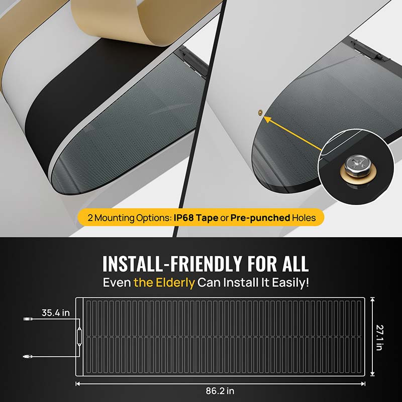 Yuma 400W (200W*2pcs) CIGS Thin-film Flexible Solar Panel with Holes