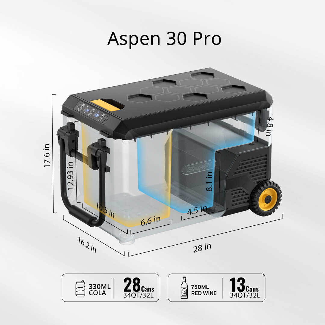 ASPEN30 PRO 12V 34QT/30L IceDrive Portable Fridge with 220Wh Battery