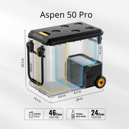 ASPEN50 PRO 12V 53QT/50L IceDrive Portable Fridge with 220Wh Battery