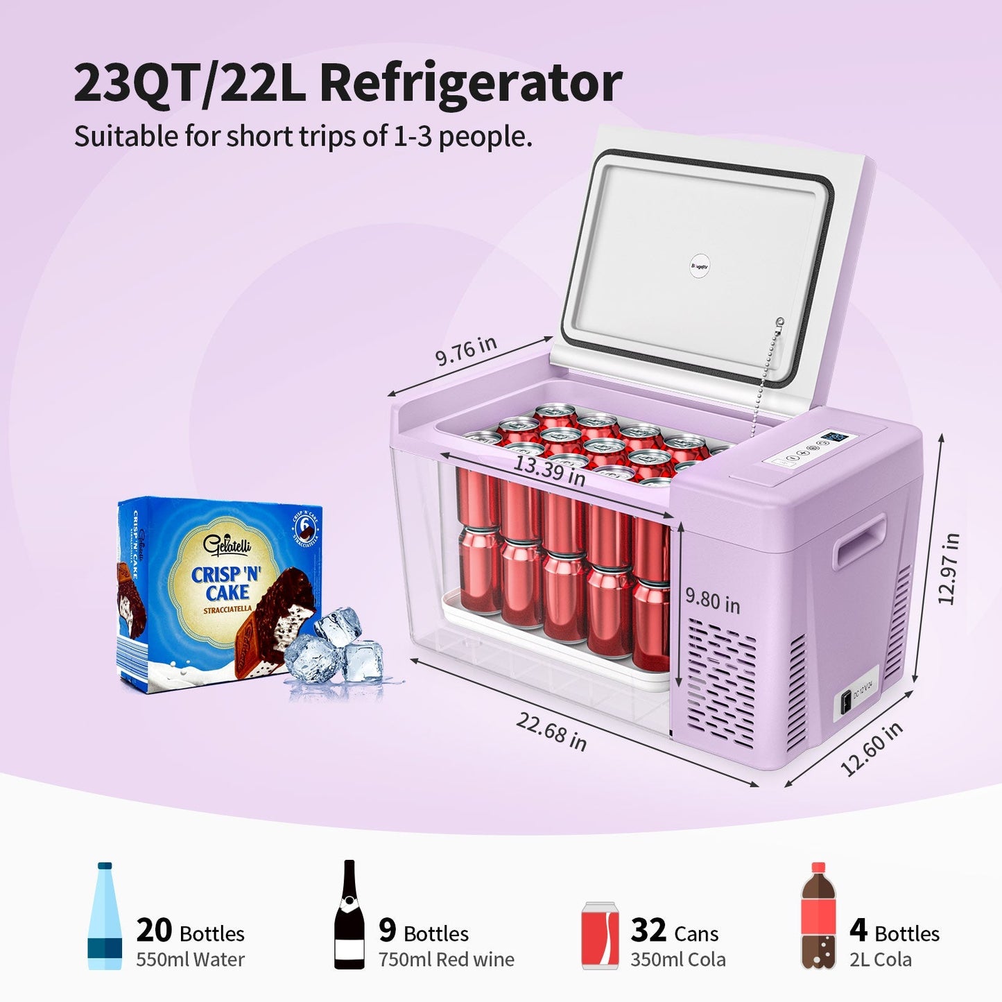 12V 23-Quart Mini Fridge (Purple)