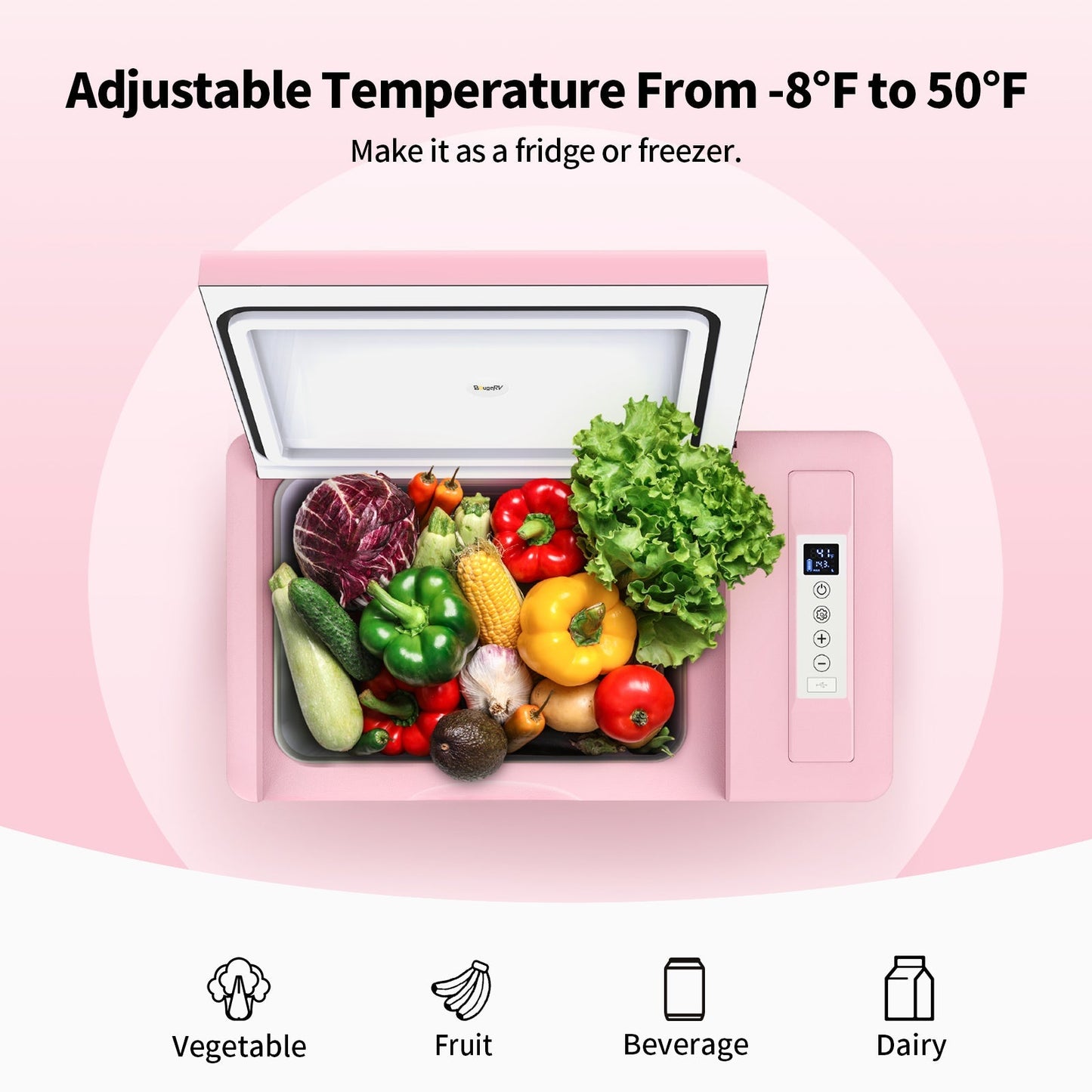 12V 23-Quart Mini Fridge (Pink)