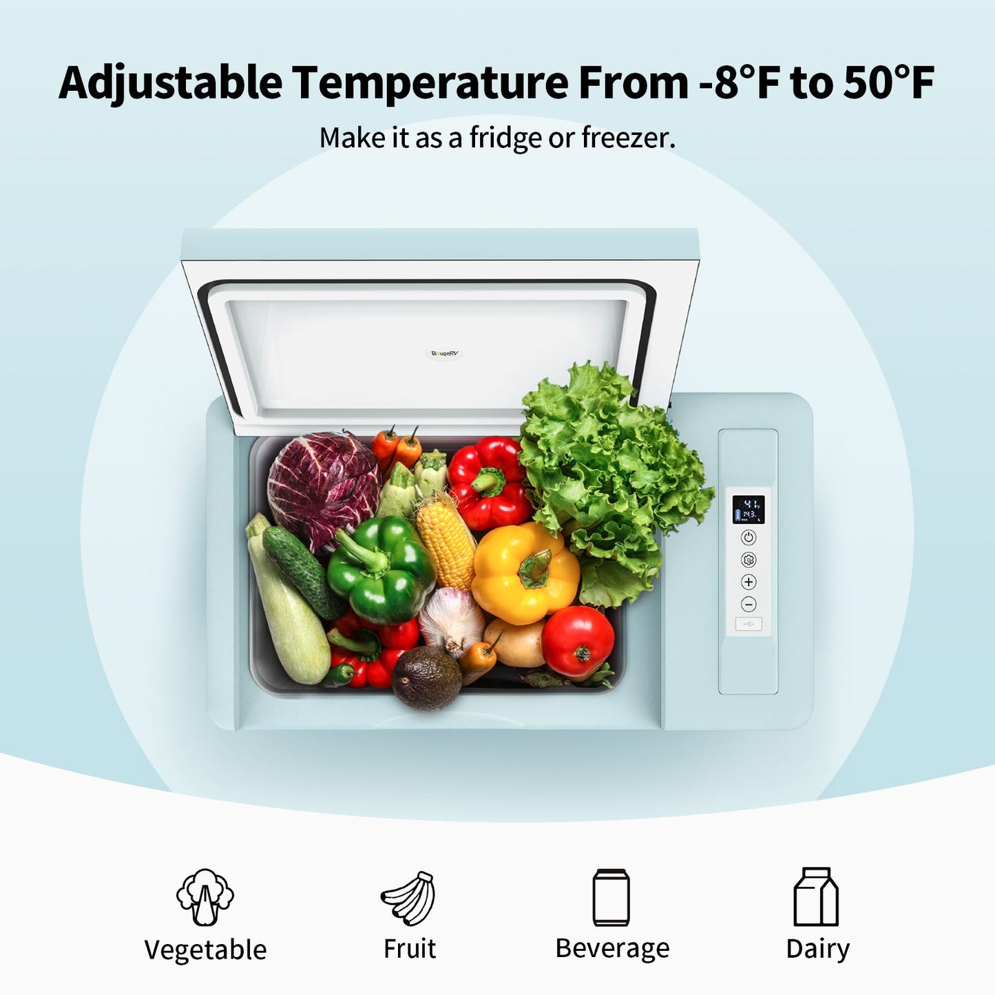 12V 23-Quart Mini Fridge (Mint Green)